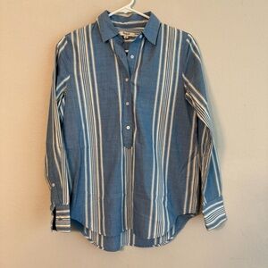 Madewell XS Market Popover Chambray Striped Shirt